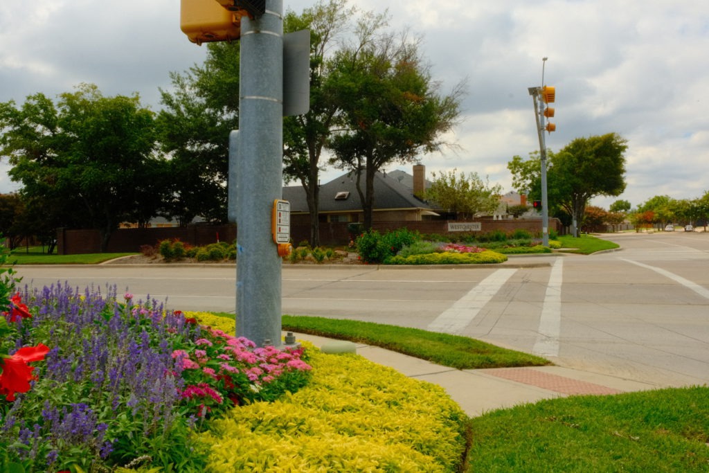 Professional flower bed enhancements at Westchester community in DFW
